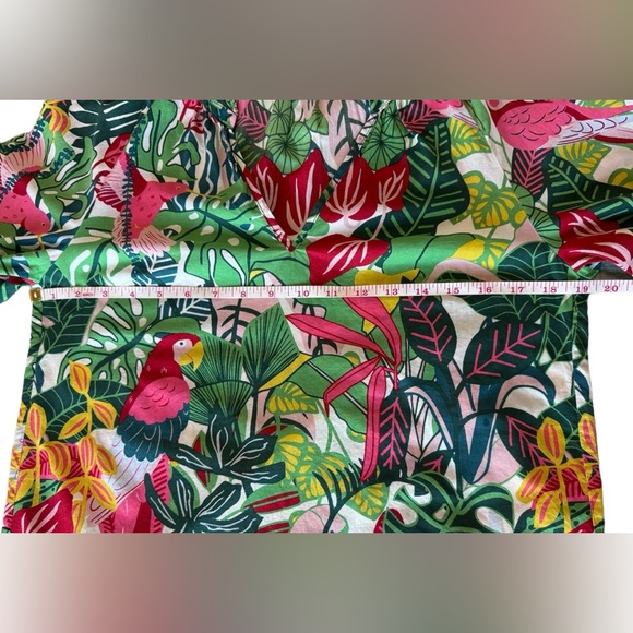 Boden Heather Parrot Print Blouse Size 2 Palm Leaf Paradise Jungle Long Sleeve - Picture 6 of 16
